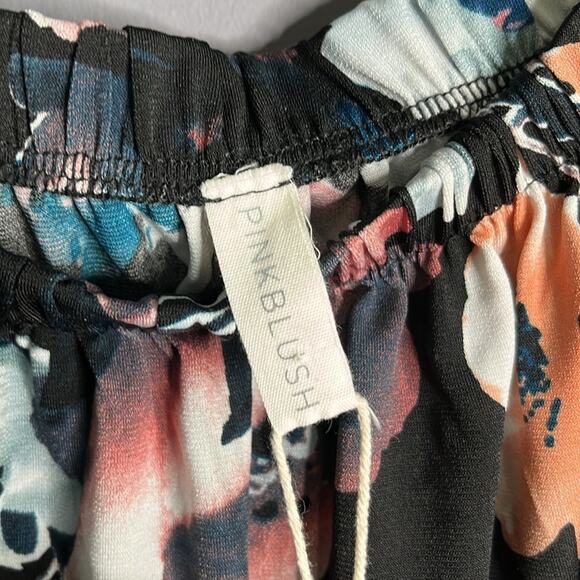 Pink Blush Maternity Black Floral Off Shoulder Top Slit Sleeves Size Medium - Picture 5 of 8